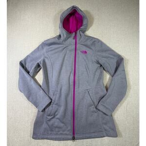 North Face Women Medium Hardlee Raschel Parka Jacket Gray Pink Outdoor